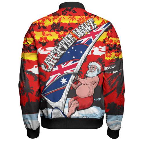 Australia Surfing Christmas Bomber Jacket - Tropical Santa Catch The Wave Bomber Jacket Australia Surfing Christmas Bomber Jacket - Tropical Santa Catch The Wave Bomber Jacket