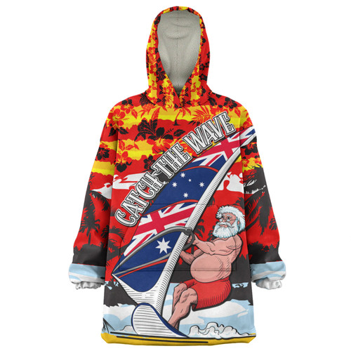 Australia Surfing Christmas Snug Hoodie - Tropical Santa Catch The Wave Snug Hoodie