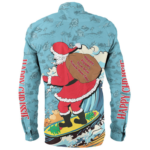 Australia Surfing Christmas Long Sleeve Shirt - Santa Happy Chrissie Tropical Pattern Long Sleeve Shirt Australia Surfing Christmas Long Sleeve Shirt - Santa Happy Chrissie Tropical Pattern Long Sleeve Shirt