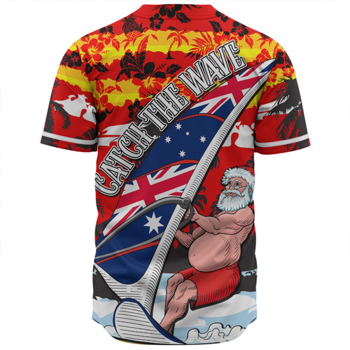 Australia Surfing Christmas Baseball Shirt - Tropical Santa Catch The Wave Baseball Shirt Australia Surfing Christmas Baseball Shirt - Tropical Santa Catch The Wave Baseball Shirt