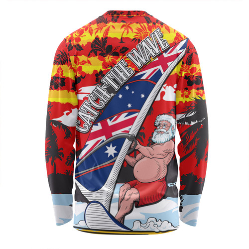 Australia Surfing Christmas Long Sleeve T-shirt - Tropical Santa Catch The Wave Long Sleeve T-shirt Australia Surfing Christmas Long Sleeve T-shirt - Tropical Santa Catch The Wave Long Sleeve T-shirt