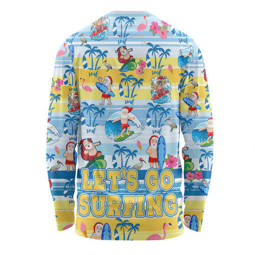Australia Surfing Christmas Long Sleeve T-shirt - Tropical Santa Let's Go Surfing Long Sleeve T-shirt Australia Surfing Christmas Long Sleeve T-shirt - Tropical Santa Let's Go Surfing Long Sleeve T-shirt