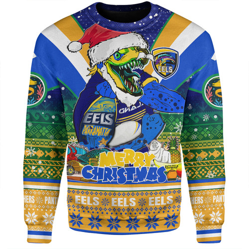 Parramatta Eels Christmas Custom Sweatshirt - Parramatta Eels Santa Aussie Big Things Christmas Sweatshirt