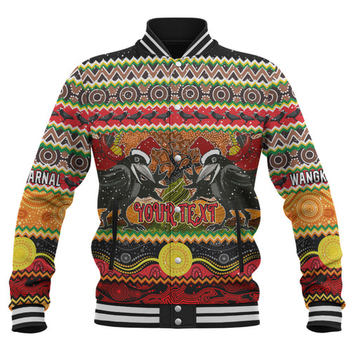 Australia Christmas Aboriginal Custom Baseball Jacket - Aboriginal Dreamtime Wangkarnal Crows Baseball Jacket Australia Christmas Aboriginal Custom Baseball Jacket - Aboriginal Dreamtime Wangkarnal Crows Baseball Jacket