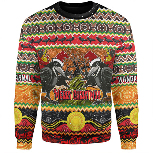 Australia Christmas Aboriginal Custom Sweatshirt - Aboriginal Dreamtime Wangkarnal Crows Sweatshirt