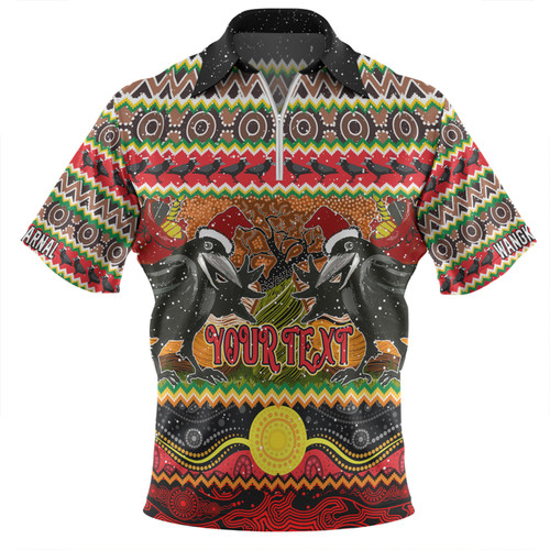 Australia Christmas Aboriginal Custom Zip Polo Shirt - Aboriginal Dreamtime Wangkarnal Crows Zip Polo Shirt Australia Christmas Aboriginal Custom Zip Polo Shirt - Aboriginal Dreamtime Wangkarnal Crows Zip Polo Shirt