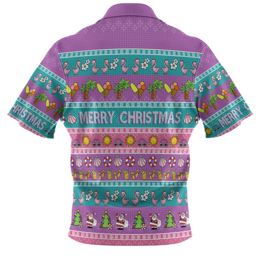 Australia Christmas Custom Polo Shirt - Aussie Christmas Flamingo Summer Vibes Purple Polo Shirt Australia Christmas Custom Polo Shirt - Aussie Christmas Flamingo Summer Vibes Purple Polo Shirt