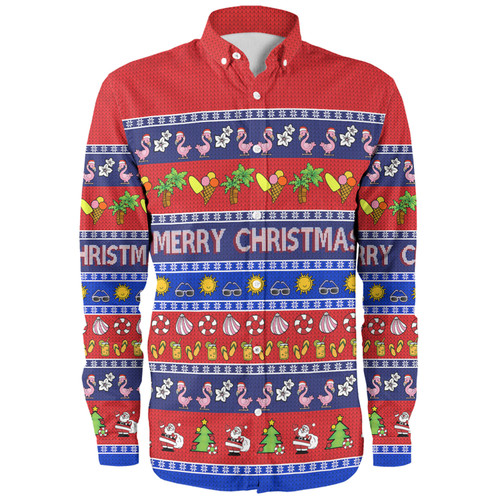 Australia Christmas Custom Long Sleeve Shirt - Aussie Christmas Flamingo Summer Vibes Blue Long Sleeve Shirt Australia Christmas Custom Long Sleeve Shirt - Aussie Christmas Flamingo Summer Vibes Blue Long Sleeve Shirt