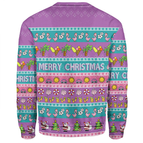 Australia Christmas Custom Sweatshirt - Aussie Christmas Flamingo Summer Vibes Purple Sweatshirt Australia Christmas Custom Sweatshirt - Aussie Christmas Flamingo Summer Vibes Purple Sweatshirt