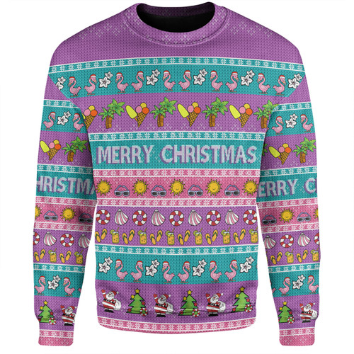 Australia Christmas Custom Sweatshirt - Aussie Christmas Flamingo Summer Vibes Purple Sweatshirt Australia Christmas Custom Sweatshirt - Aussie Christmas Flamingo Summer Vibes Purple Sweatshirt