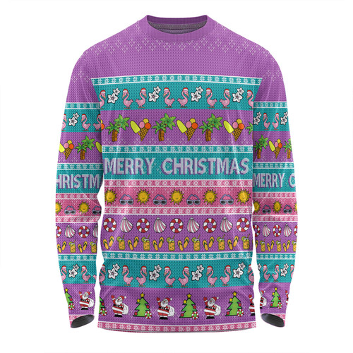 Australia Christmas Custom Long Sleeve T-shirt - Aussie Christmas Flamingo Summer Vibes Purple Long Sleeve T-shirt Australia Christmas Custom Long Sleeve T-shirt - Aussie Christmas Flamingo Summer Vibes Purple Long Sleeve T-shirt