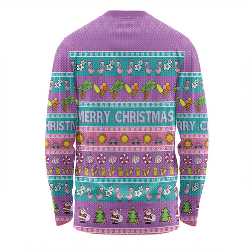 Australia Christmas Custom Long Sleeve T-shirt - Aussie Christmas Flamingo Summer Vibes Purple Long Sleeve T-shirt Australia Christmas Custom Long Sleeve T-shirt - Aussie Christmas Flamingo Summer Vibes Purple Long Sleeve T-shirt