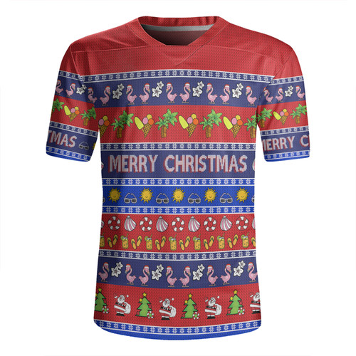 Australia Christmas Custom Rugby Jersey - Aussie Christmas Flamingo Summer Vibes Blue Rugby Jersey Australia Christmas Custom Rugby Jersey - Aussie Christmas Flamingo Summer Vibes Blue Rugby Jersey