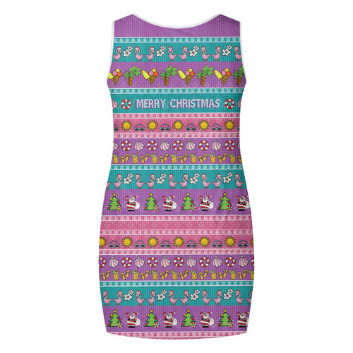 Australia Christmas Sleeveless Mini Dress - Aussie Christmas Flamingo Summer Vibes Purple Dress