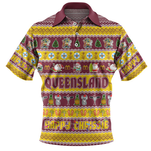 Queensland Christmas Custom Polo Shirt - Happy Chrissie Ugly Style Polo Shirt