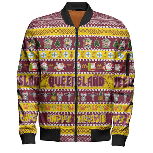 Queensland Christmas Custom Bomber Jacket - Happy Chrissie Ugly Style Bomber Jacket