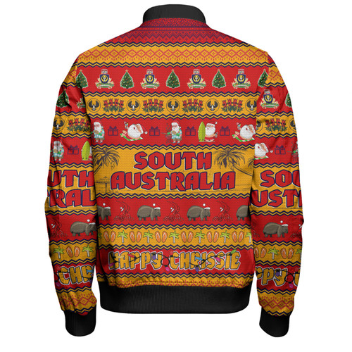 South Australia Christmas Custom Bomber Jacket - Happy Chrissie Ugly Style Bomber Jacket South Australia Christmas Custom Bomber Jacket - Happy Chrissie Ugly Style Bomber Jacket