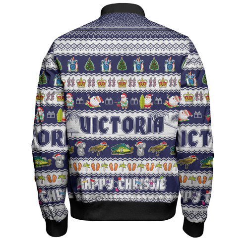 Victoria Christmas Custom Bomber Jacket - Happy Chrissie Ugly Style Bomber Jacket Victoria Christmas Custom Bomber Jacket - Happy Chrissie Ugly Style Bomber Jacket