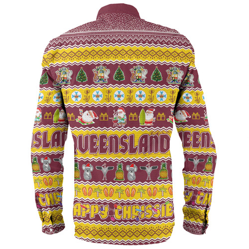 Queensland Christmas Custom Long Sleeve Shirt - Happy Chrissie Ugly Style Long Sleeve Shirt Queensland Christmas Custom Long Sleeve Shirt - Happy Chrissie Ugly Style Long Sleeve Shirt