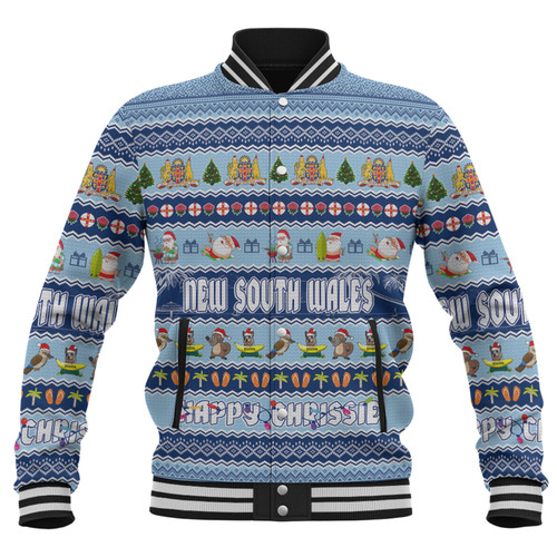 New South Wales Christmas Custom Baseball Jacket - Happy Chrissie Ugly Style Baseball Jacket