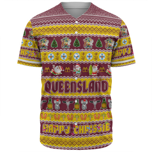 Queensland Christmas Custom Baseball Shirt - Happy Chrissie Ugly Style Baseball Shirt