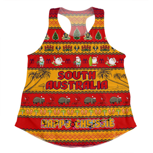 South Australia Christmas Custom Women Racerback Singlet - Happy Chrissie Ugly Style Women Racerback Singlet