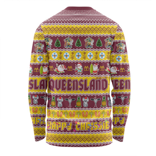 Queensland Christmas Custom Long Sleeve T-shirt - Happy Chrissie Ugly Style Long Sleeve T-shirt Queensland Christmas Custom Long Sleeve T-shirt - Happy Chrissie Ugly Style Long Sleeve T-shirt
