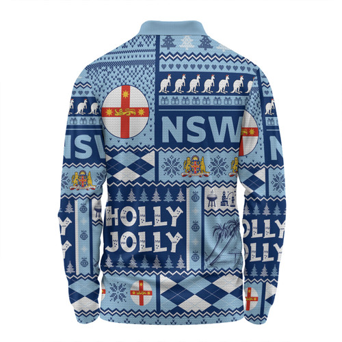 New South Wales Christmas Long Sleeve Polo Shirt - Holly Jolly Chrissie Long Sleeve Polo Shirt New South Wales Christmas Long Sleeve Polo Shirt - Holly Jolly Chrissie Long Sleeve Polo Shirt
