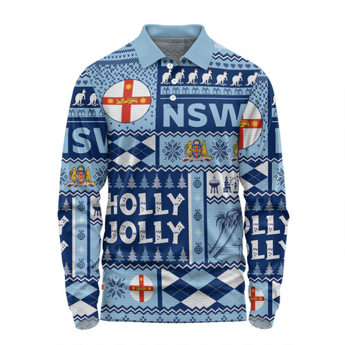 New South Wales Christmas Long Sleeve Polo Shirt - Holly Jolly Chrissie Long Sleeve Polo Shirt