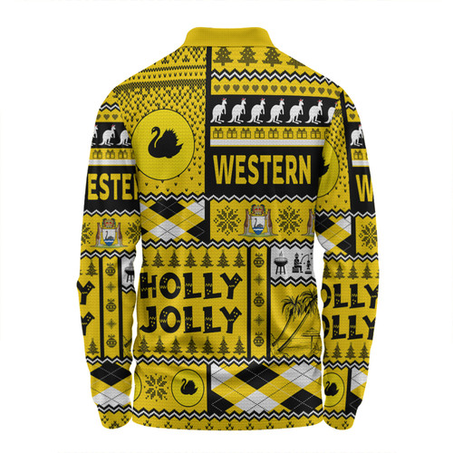 Western Australia Christmas Long Sleeve Polo Shirt - Holly Jolly Chrissie Long Sleeve Polo Shirt Western Australia Christmas Long Sleeve Polo Shirt - Holly Jolly Chrissie Long Sleeve Polo Shirt