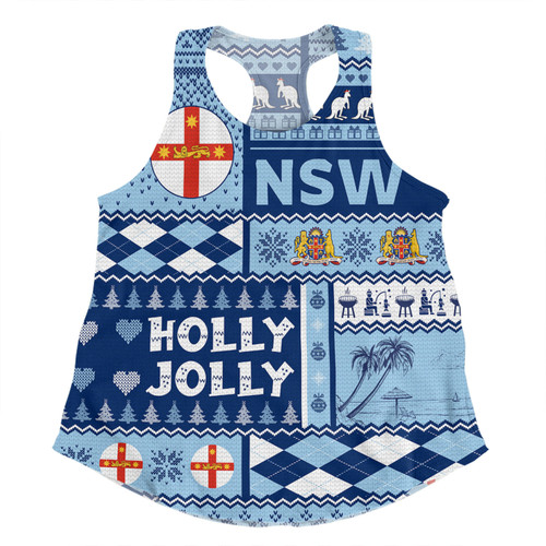 New South Wales Christmas Women Racerback Singlet - Holly Jolly Chrissie Women Racerback Singlet