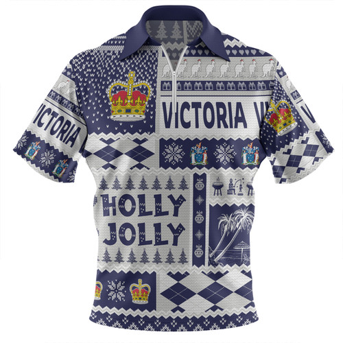 Victoria Christmas Zip Polo Shirt - Holly Jolly Chrissie Zip Polo Shirt