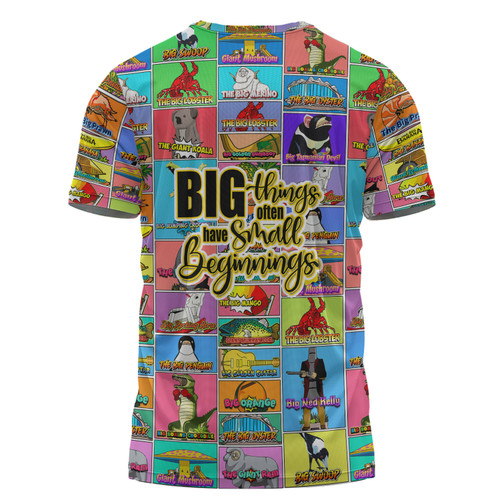 Australia T-shirt - Australia's Iconic Big Things Postage Stamps Style T-shirt Australia T-shirt - Australia's Iconic Big Things Postage Stamps Style T-shirt