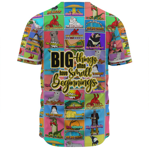 Australia Baseball Shirt - Australia's Iconic Big Things Postage Stamps Style Baseball Shirt Australia Baseball Shirt - Australia's Iconic Big Things Postage Stamps Style Baseball Shirt