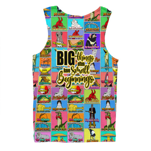 Australia Men Singlet - Australia's Iconic Big Things Postage Stamps Style Men Singlet Australia Men Singlet - Australia's Iconic Big Things Postage Stamps Style Men Singlet