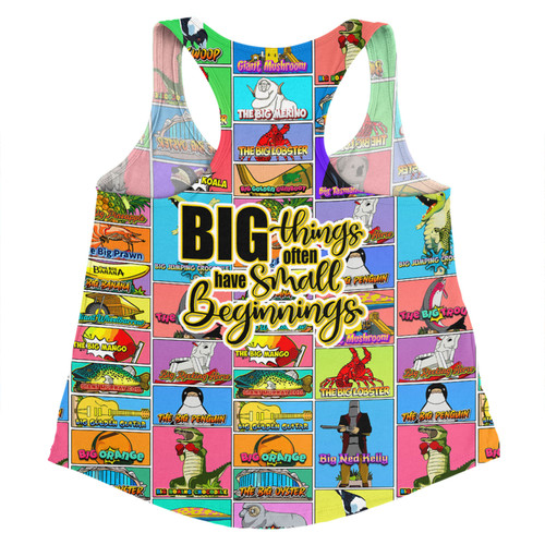 Australia Women Racerback Singlet - Australia's Iconic Big Things Postage Stamps Style Women Racerback Singlet Australia Women Racerback Singlet - Australia's Iconic Big Things Postage Stamps Style Women Racerback Singlet