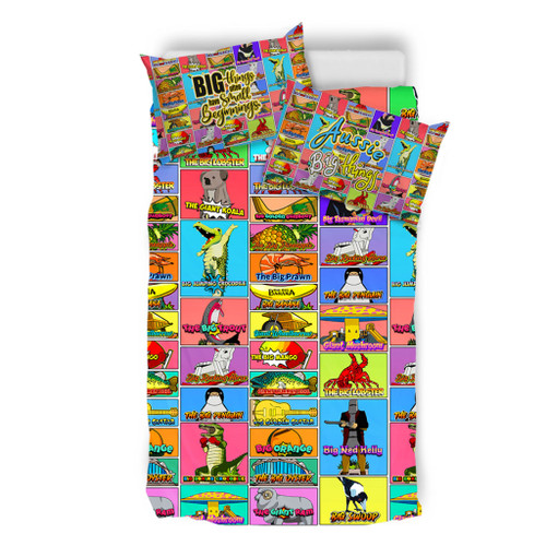 Australia Bedding Set - Australia's Iconic Big Things Postage Stamps Style Bedding Set