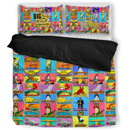 Australia Bedding Set - Australia's Iconic Big Things Postage Stamps Style Bedding Set