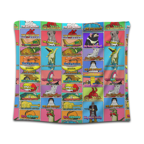 Australia Tapestry - Australia's Iconic Big Things Postage Stamps Style Tapestry