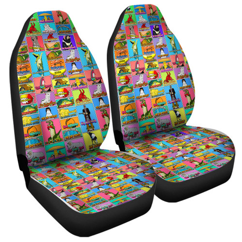 Australia Car Seat Cover - Australia's Iconic Big Things Postage Stamps Style Car Seat Cover