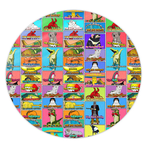 Australia Round Rug - Australia's Iconic Big Things Postage Stamps Style Round Rug