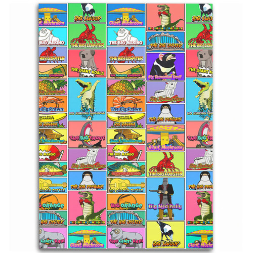 Australia Area Rug - Australia's Iconic Big Things Postage Stamps Style Area Rug