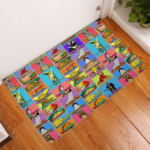 Australia Doormat - Australia's Iconic Big Things Postage Stamps Style Doormat Australia Doormat - Australia's Iconic Big Things Postage Stamps Style Doormat