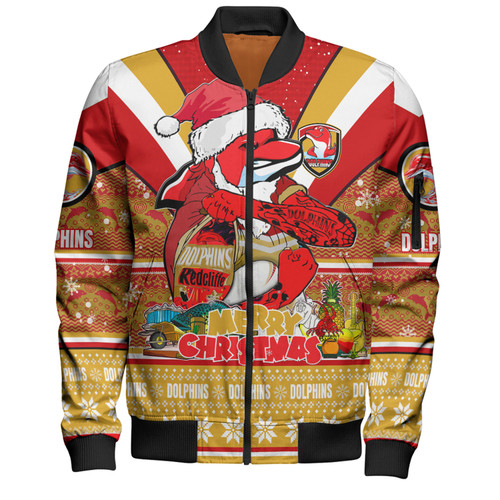 Redcliffe Dolphins Christmas Custom Bomber Jacket - Redcliffe Dolphins Santa Aussie Big Things Bomber Jacket