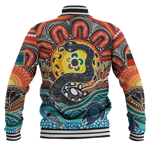 Australia Rainbow Serpent Aboriginal Baseball Jacket - Dreamtime Rainbow Serpent Baseball Jacket Australia Rainbow Serpent Aboriginal Baseball Jacket - Dreamtime Rainbow Serpent Baseball Jacket
