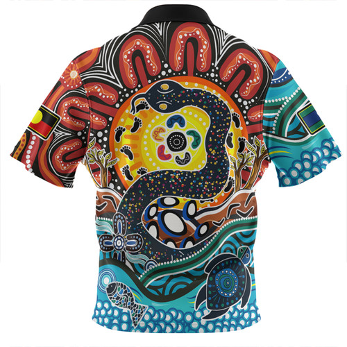Australia Rainbow Serpent Aboriginal Zip Polo Shirt - Dreamtime Rainbow Serpent Zip Polo Shirt Australia Rainbow Serpent Aboriginal Zip Polo Shirt - Dreamtime Rainbow Serpent Zip Polo Shirt