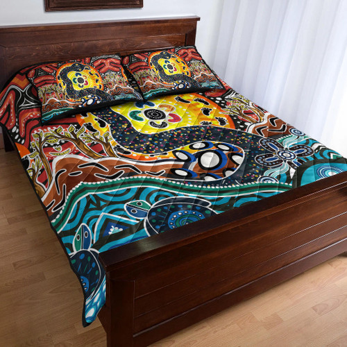 Australia Rainbow Serpent Aboriginal Quilt Bed Set - Dreamtime Rainbow Serpent Quilt Bed Set Australia Rainbow Serpent Aboriginal Quilt Bed Set - Dreamtime Rainbow Serpent Quilt Bed Set