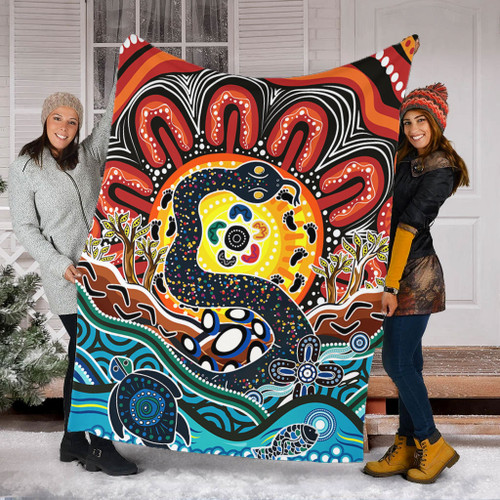 Australia Rainbow Serpent Aboriginal Blanket - Dreamtime Rainbow Serpent Blanket Australia Rainbow Serpent Aboriginal Blanket - Dreamtime Rainbow Serpent Blanket