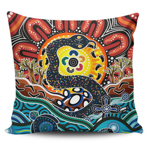 Australia Rainbow Serpent Aboriginal Pillow Cases - Dreamtime Rainbow Serpent Pillow Cases