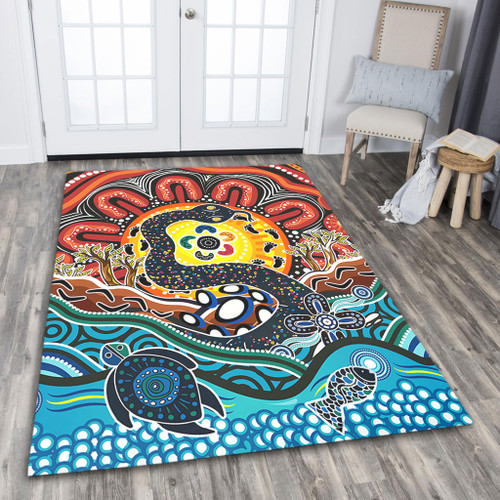 Australia Rainbow Serpent Aboriginal Area Rug - Dreamtime Rainbow Serpent Area Rug Australia Rainbow Serpent Aboriginal Area Rug - Dreamtime Rainbow Serpent Area Rug